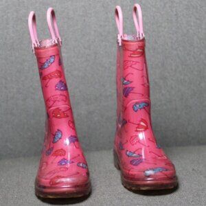 Toddlers Little Big Kids Boys Girls Light Up Waterproof PVC Rain Boots Pink 8